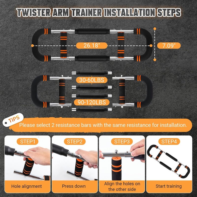 JHMFDDSB Twister Arm Trainer, Adjustable 6 Resistance Levels(30-120lb) Twister Arm Chest Exerciser with 4 Springs & Poster for Men & Women, Chest Workout Device Equipment for Chest Clip Muscle & Arm Strength - Image 5